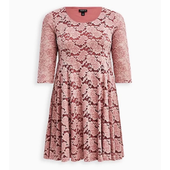 🆕 Purple Brushed Lace Skater Dress 1 1X 14 16 NWT Torrid New! - Picture 6 of 8
